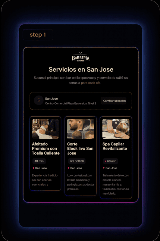 Paso 1: seleccionar servicio